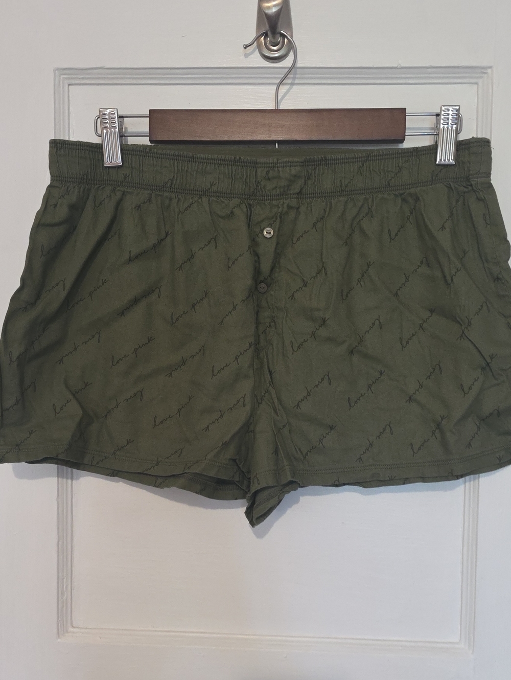 Victoria's Secret Olive Green Elastic-Waist Boxer Shorts